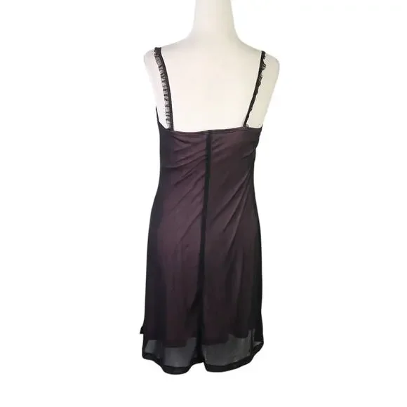 Vintage Y2K Rampage Black Sheer Mesh Slip Babydoll Mini Dress S - Picture 4 of 7